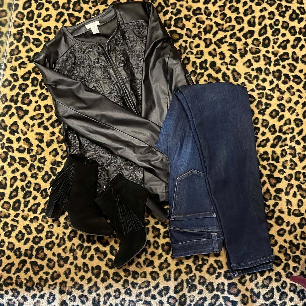 Chicos faux black leather jacket
